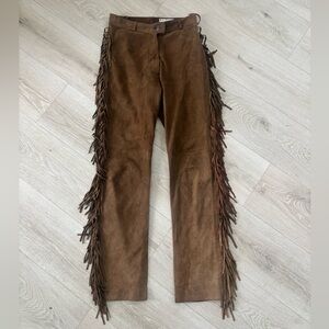 70s Chevignon genuine suede leather fringe vintage western pant